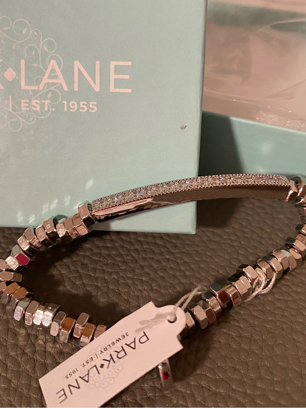 Park Lane Serena Silver Pave Bar & Faceted Bead Bracelet
